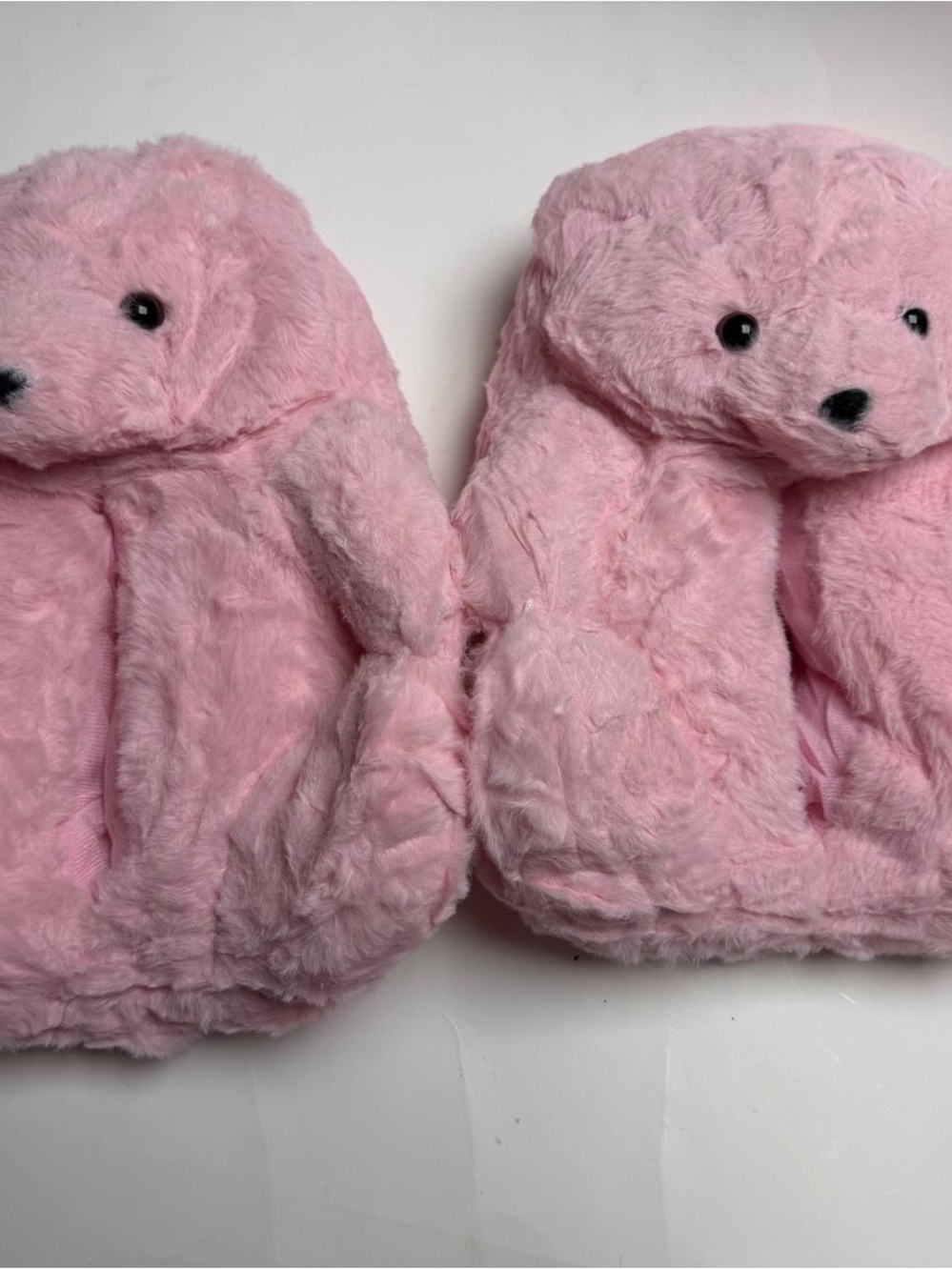 Teddy Bears Slippers Women Fluffy Shoe Cute Animal Slippers Fuzzy Two Pairs Pink
